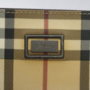 BURBERRY Nova Check Hand Bag PVC Leather Beige Silver Auth BA1304-10