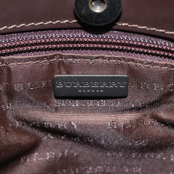 BURBERRY Nova Check Hand Bag PVC Leather Beige Silver Auth BA1304