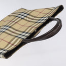 BURBERRY Nova Check Hand Bag PVC Leather Beige Silver Auth BA1304-6