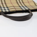BURBERRY Nova Check Hand Bag PVC Leather Beige Silver Auth BA1304-7