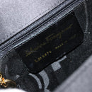 Salvatore Ferragamo Vala Schoudertas Satijn Zwart Goud Auth BA13042A-16
