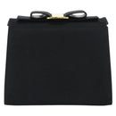 Salvatore Ferragamo Vala Schoudertas Satijn Zwart Goud Auth BA13042A-3