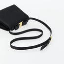 Salvatore Ferragamo Vala Schoudertas Satijn Zwart Goud Auth BA13042A-7