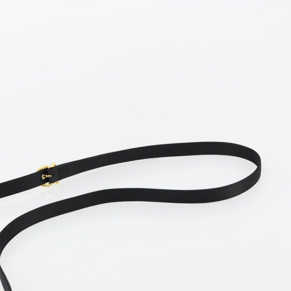 Salvatore Ferragamo Vala Schoudertas Satijn Zwart Goud Auth BA13042A