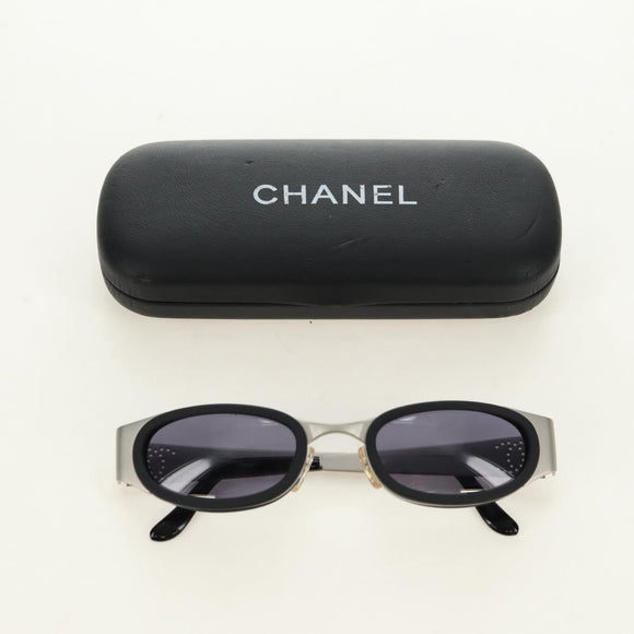 CHANEL COCO Mark Sunglasses metal Silver CC Auth BA13043M