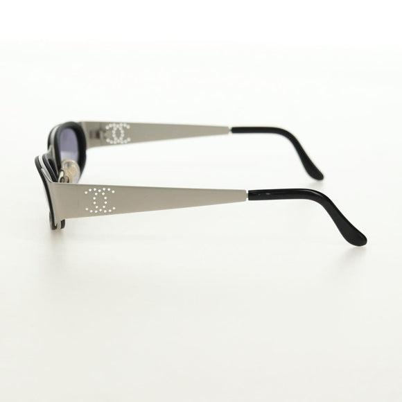 CHANEL COCO Mark Sunglasses metal Silver CC Auth BA13043M