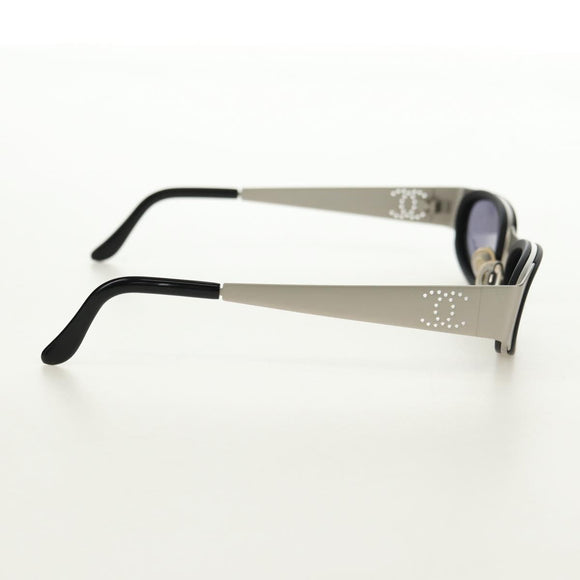 CHANEL COCO Mark Sunglasses metal Silver CC Auth BA13043M