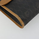 Christian Dior Honeycomb Canvas Chain Shoulder Bag PVC Black Gold Auth BA13044-14