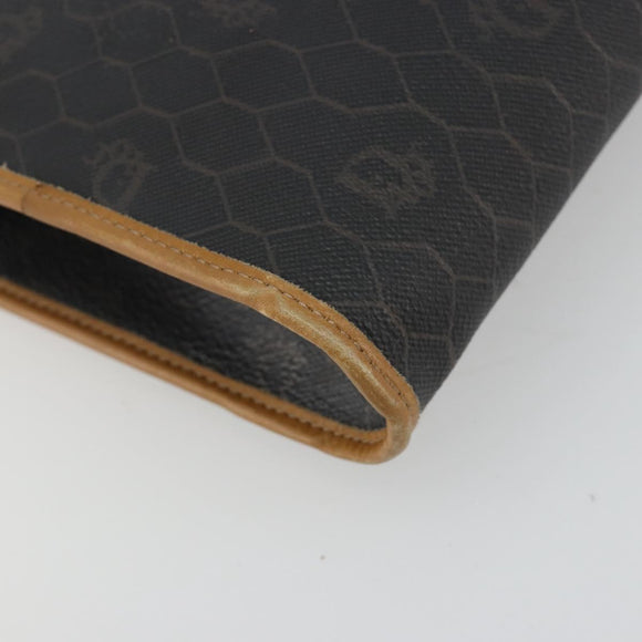 Christian Dior Honeycomb Canvas Chain Shoulder Bag PVC Black Gold Auth BA13044