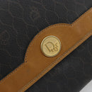 Christian Dior Honeycomb Canvas Chain Shoulder Bag PVC Black Gold Auth BA13044-17