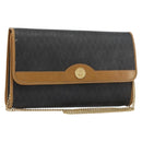 Christian Dior Honeycomb Canvas Chain Shoulder Bag PVC Black Gold Auth BA13044-1