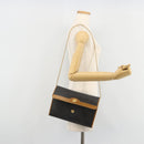 Christian Dior Honeycomb Canvas Chain Shoulder Bag PVC Black Gold Auth BA13044-23