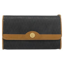 Christian Dior Honeycomb Canvas Chain Shoulder Bag PVC Black Gold Auth BA13044-13