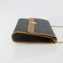Christian Dior Honeycomb Canvas Chain Shoulder Bag PVC Black Gold Auth BA13044-3
