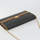 Christian Dior Honeycomb Canvas Chain Shoulder Bag PVC Black Gold Auth BA13044-6