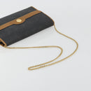 Christian Dior Honeycomb Canvas Chain Shoulder Bag PVC Black Gold Auth BA13044-7