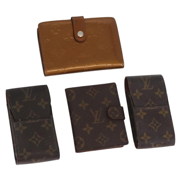 LOUIS VUITTON Monogram Vernis Portemonnee 4 Set Bruin LV Auth BA13052