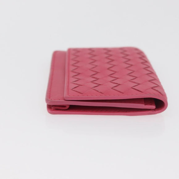 BOTTEGA VENETA INTRECCIATO Portemonnee Leer 2 Set Geel Roze Auth BA13054