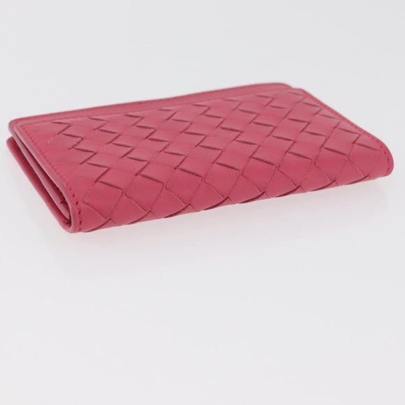 BOTTEGA VENETA INTRECCIATO Portemonnee Leer 2 Set Geel Roze Auth BA13054