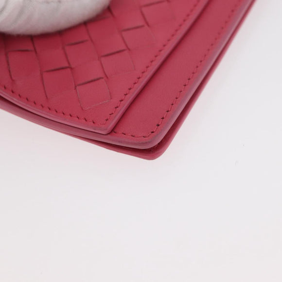 BOTTEGA VENETA INTRECCIATO Portemonnee Leer 2 Set Geel Roze Auth BA13054