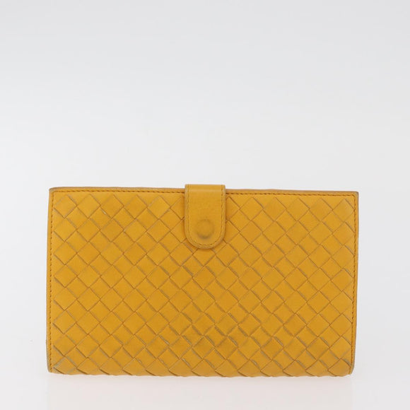 BOTTEGA VENETA INTRECCIATO Portemonnee Leer 2 Set Geel Roze Auth BA13054