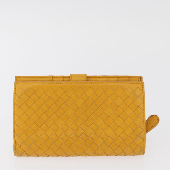 BOTTEGA VENETA INTRECCIATO Portemonnee Leer 2 Set Geel Roze Auth BA13054