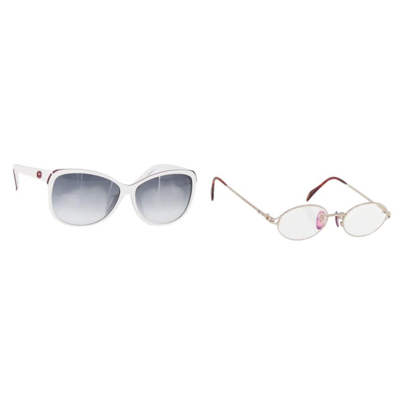 GUCCI Brillen Sonnenbrillen Kunststoff Metall 2er Set Silber Weiß Auth BA13055