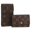 LOUIS VUITTON Monogram Damier Ebene Cigarette Case 2 Set LV Auth BA13056-1