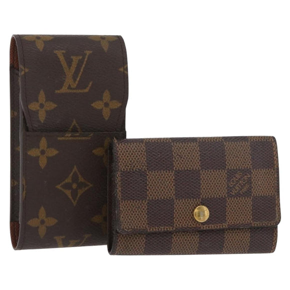 LOUIS VUITTON Monogram Damier Ebene Cigarette Case 2 Set LV Auth BA13056