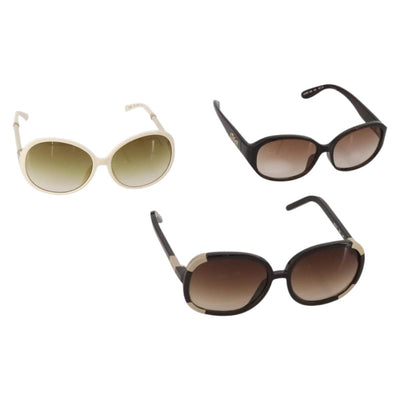 Chloe Sunglasses plastic 3 Set Brown White Auth BA13058