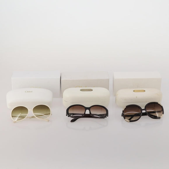 Chloe Sunglasses plastic 3 Set Brown White Auth BA13058