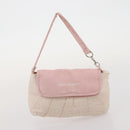 Salvatore Ferragamo Hand Bag Nylon Leather 2 Set White Pink Auth BA13059-10