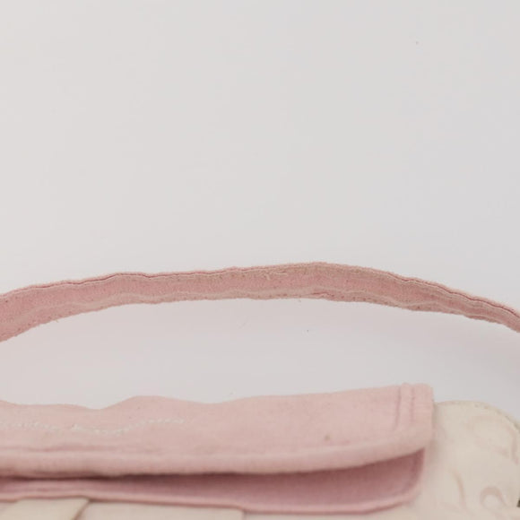 Salvatore Ferragamo Hand Bag Nylon Leather 2 Set White Pink Auth BA13059
