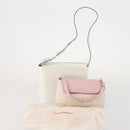 Salvatore Ferragamo Hand Bag Nylon Leather 2 Set White Pink Auth BA13059-18