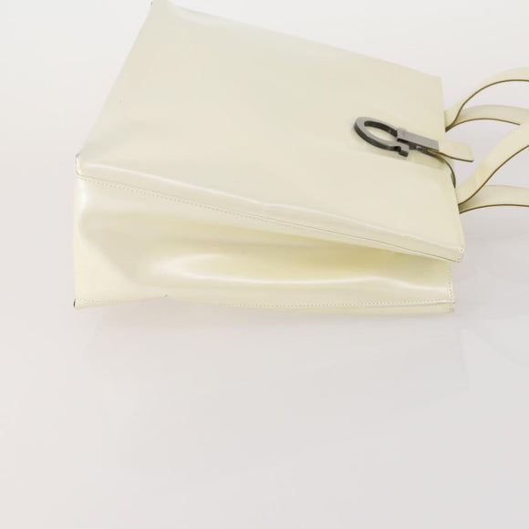Salvatore Ferragamo Gancini Shoulder Bag Leather 2 Set White Beige Auth BA13060