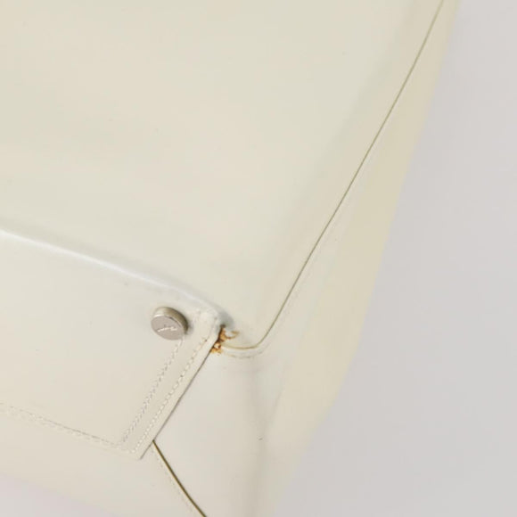 Salvatore Ferragamo Gancini Schoudertas Leer 2-delig Wit Beige Auth BA13060