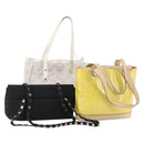Salvatore Ferragamo Tasche Nylon Leder Vinyl 3er Set Gelb Klar Auth BA13061-1