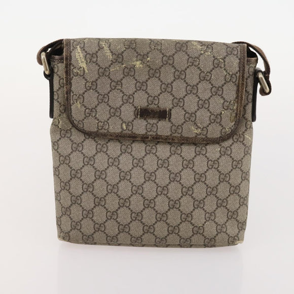 GUCCI GG Supreme Shoulder Bag PVC Leather 3 Set Beige Brown Auth BA13062
