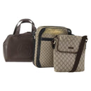 GUCCI GG Supreme Shoulder Bag PVC Leather 3 Set Beige Brown Auth BA13062-1