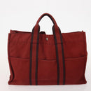 HERMES Her Line Handtasche Canvas 4er Set Rot Schwarz Auth BA13063-14