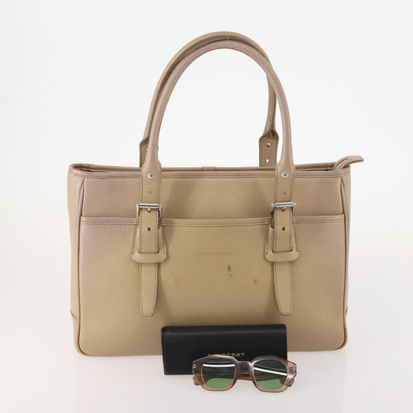 BURBERRY Shoulder Bag Leather plastic 2 Set Beige Brown Auth BA13064