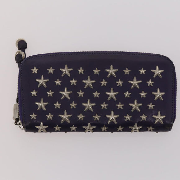Jimmy Choo Long Wallet Leather 2 Set Gray Purple Auth BA13065