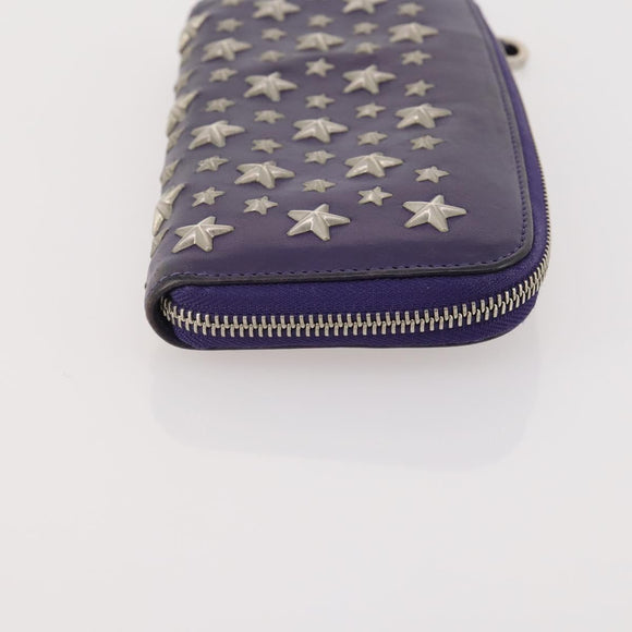 Jimmy Choo Long Wallet Leather 2 Set Gray Purple Auth BA13065