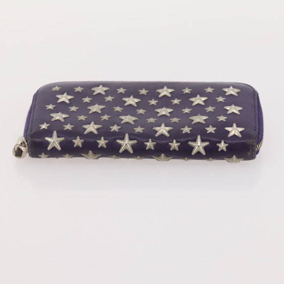 Jimmy Choo Long Wallet Leather 2 Set Gray Purple Auth BA13065