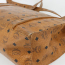 MCM Vicetos Logogram Tote Bag PVC Leather Brown Gold Auth BA13066-15
