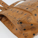 MCM Vicetos Logogram Tote Bag PVC Leather Brown Gold Auth BA13066-16