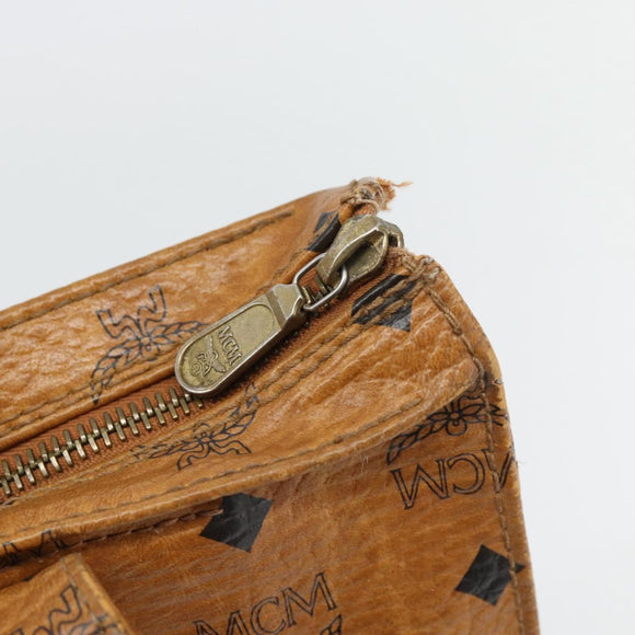 MCM Vicetos Logogram Tote Bag PVC Leather Brown Gold Auth BA13066