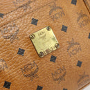 MCM Vicetos Logogram Tote Bag PVC Leather Brown Gold Auth BA13066-12