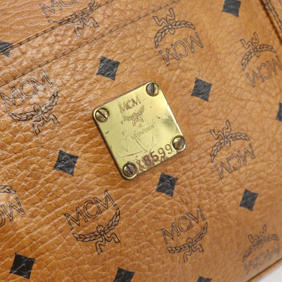 MCM Vicetos Logogram Tote Bag PVC Leather Brown Gold Auth BA13066