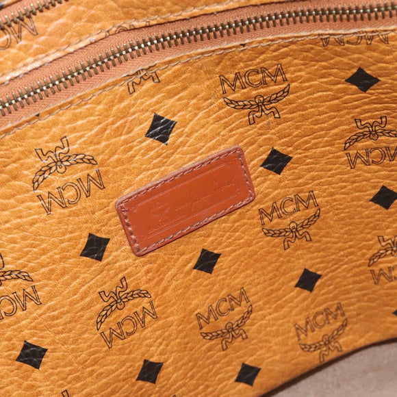 MCM Vicetos Logogram Tote Bag PVC Leather Brown Gold Auth BA13066